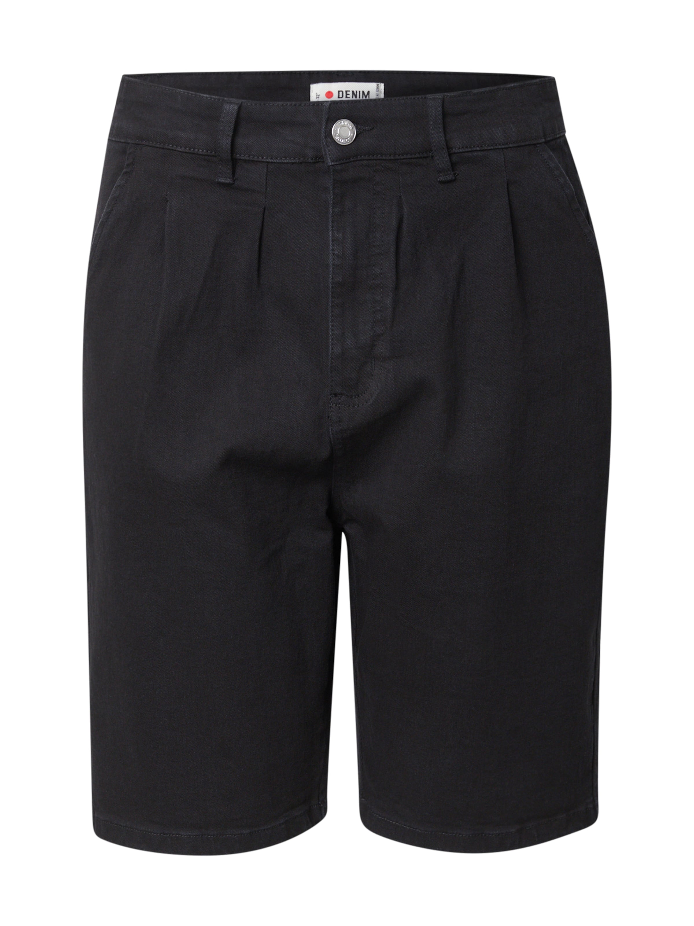 Denim Project Loosefit Pressveckade jeans i svart: framsida