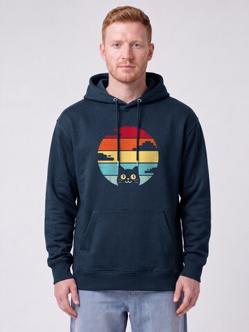 Watapparel Sweatshirt 'Retro Sunset Cat' in Blauw: voorkant