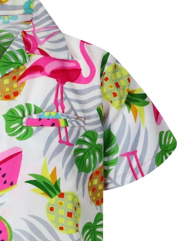 King Kameha Shirt 'Flamingo Melone' in Wit