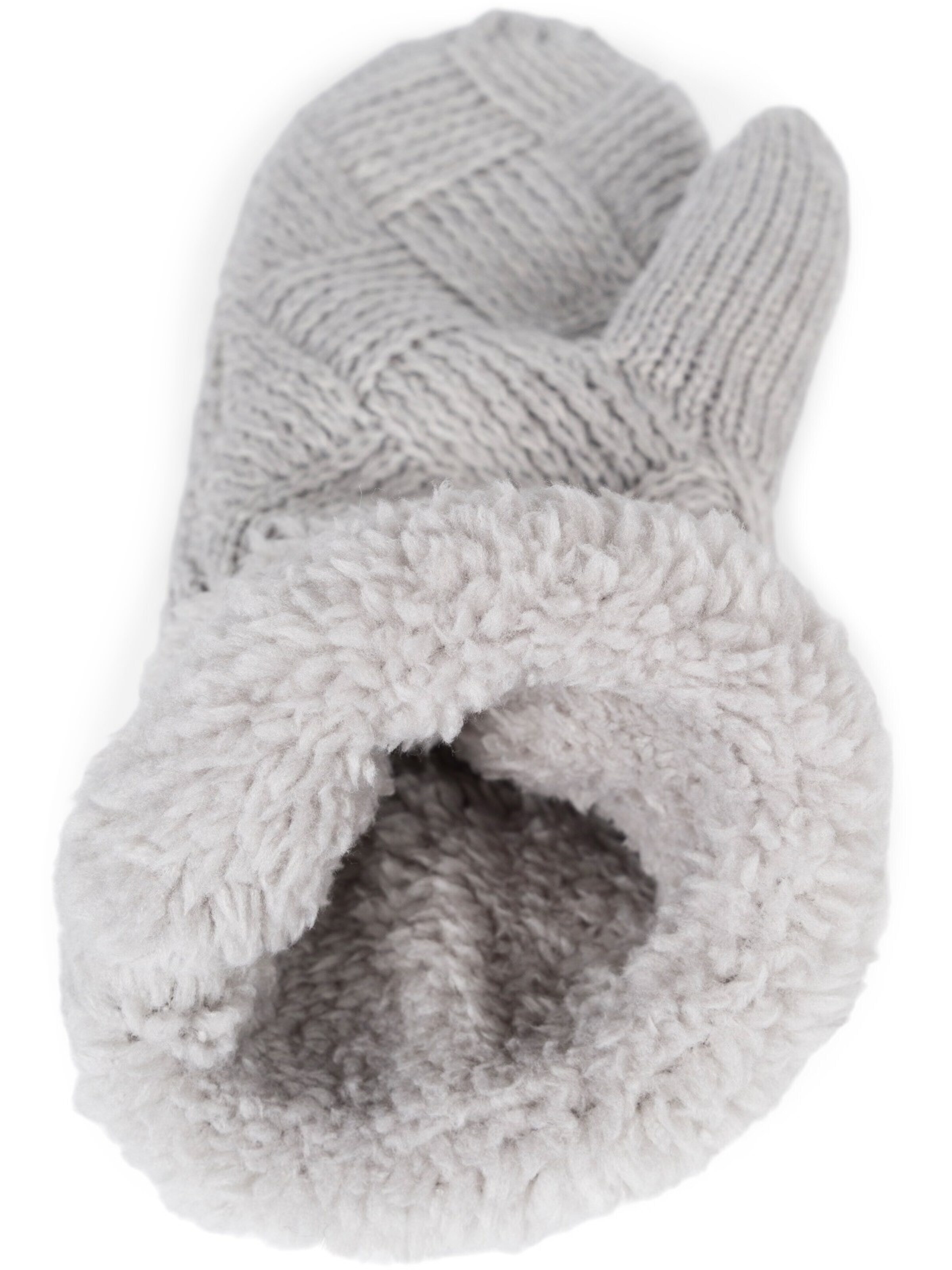styleBREAKER Fäustlinge 'Strickhandschuhe Fäustlinge mit Rauten Muster und Fleece'‌ in Grau