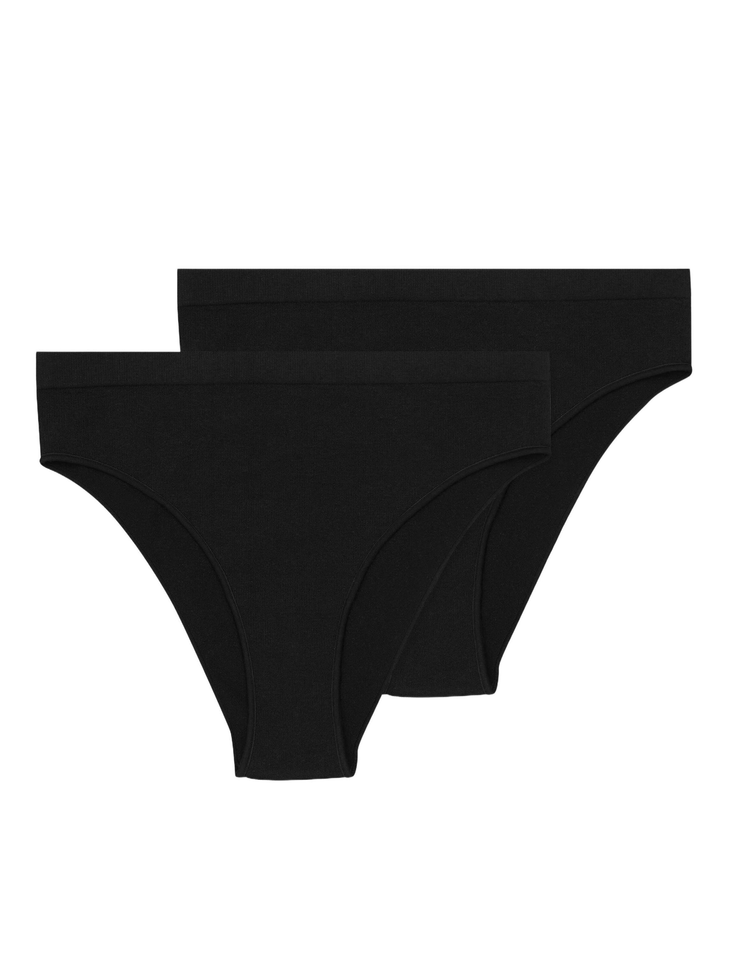 Henderson Panty 'Brasil Slip Arleen im 2er Pack, hohe Leibhöhe, gerippter Stoff XL' in Black: front