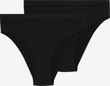 Henderson Panty 'Brasil Slip Arleen im 2er Pack, hohe Leibhöhe, gerippter Stoff XL' in Black: front