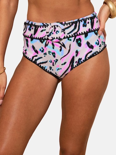 Slip costum de baie pe XXXL love & roses pe fildeş / albastru aqua / fucsia / negru, Vizualizare produs