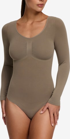 Body modelant 'Bodysuit Sculpting Shapewear Longsleeve mit String' cfab (formerly creamy fabrics) en gris : devant