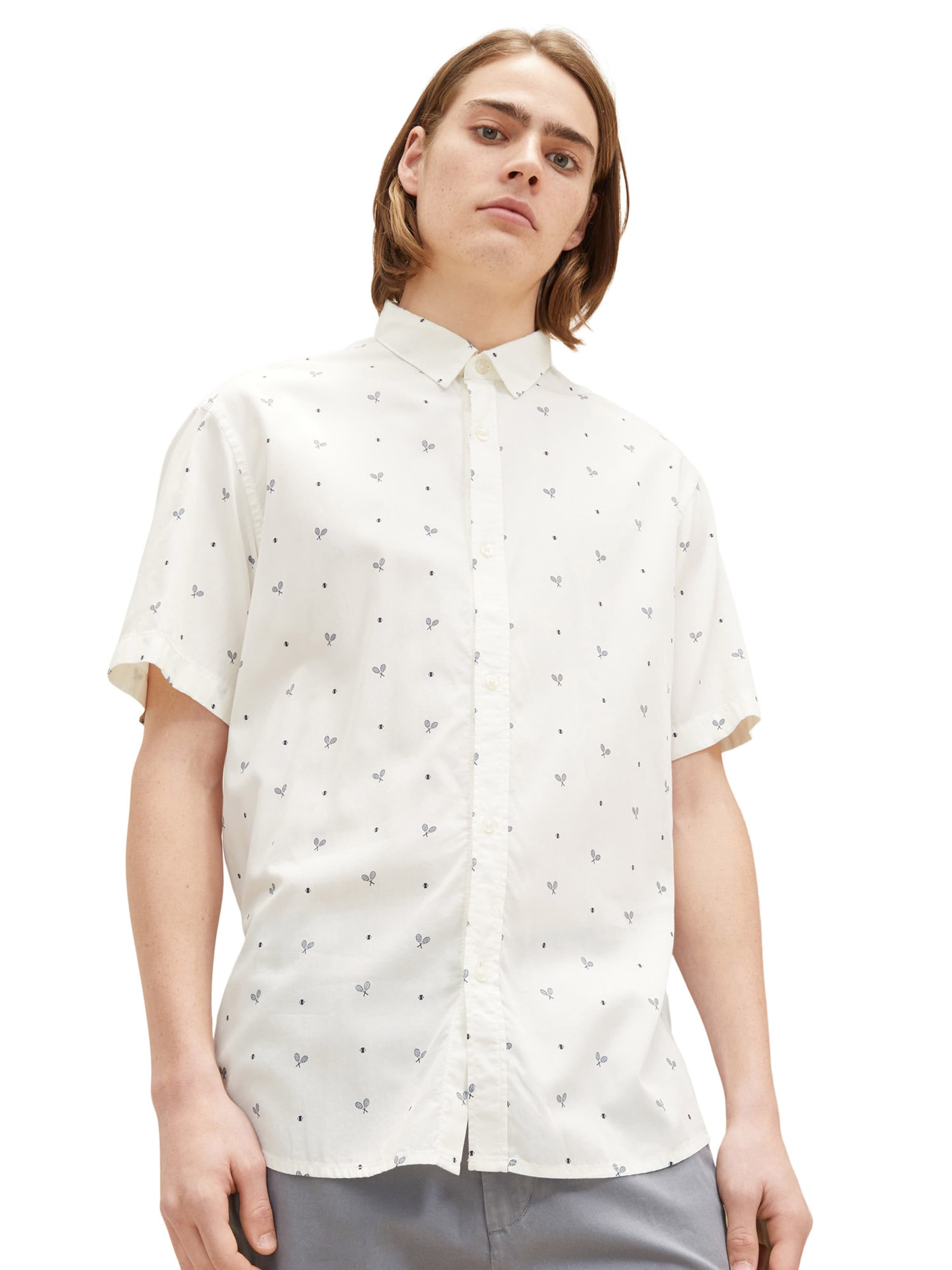 TOM TAILOR DENIM Regular fit Button Up Shirt in White: front