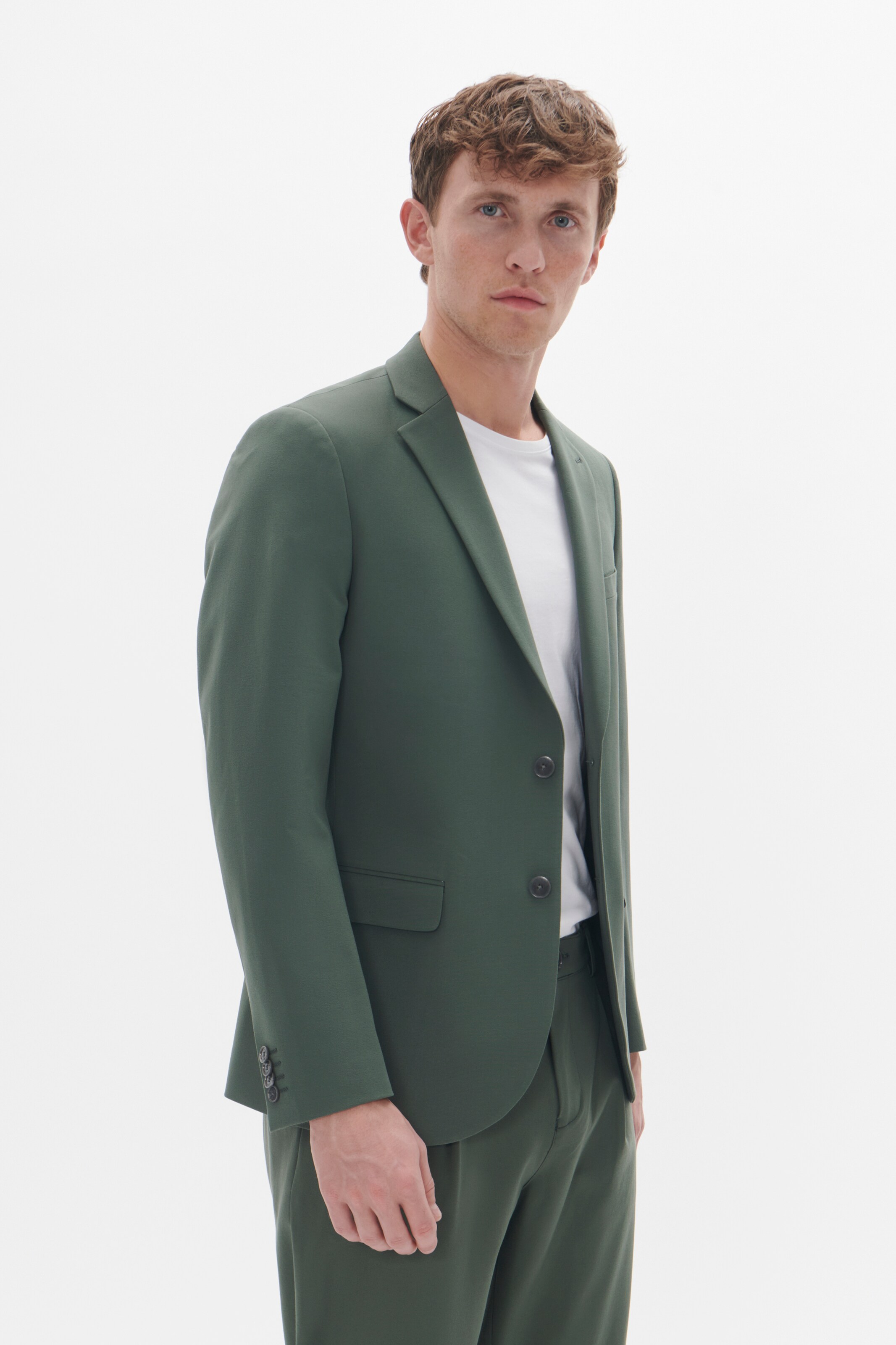 Coupe regular Veste de costume Matinique en vert : devant
