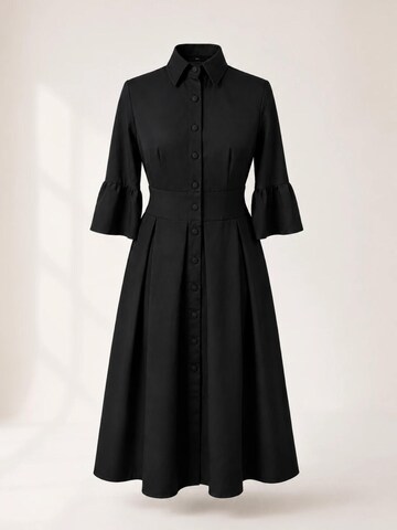 BIBI SAKALIEVA Jurk 'Black Open-Back Midi Dress with Bell Sleeves' in Zwart