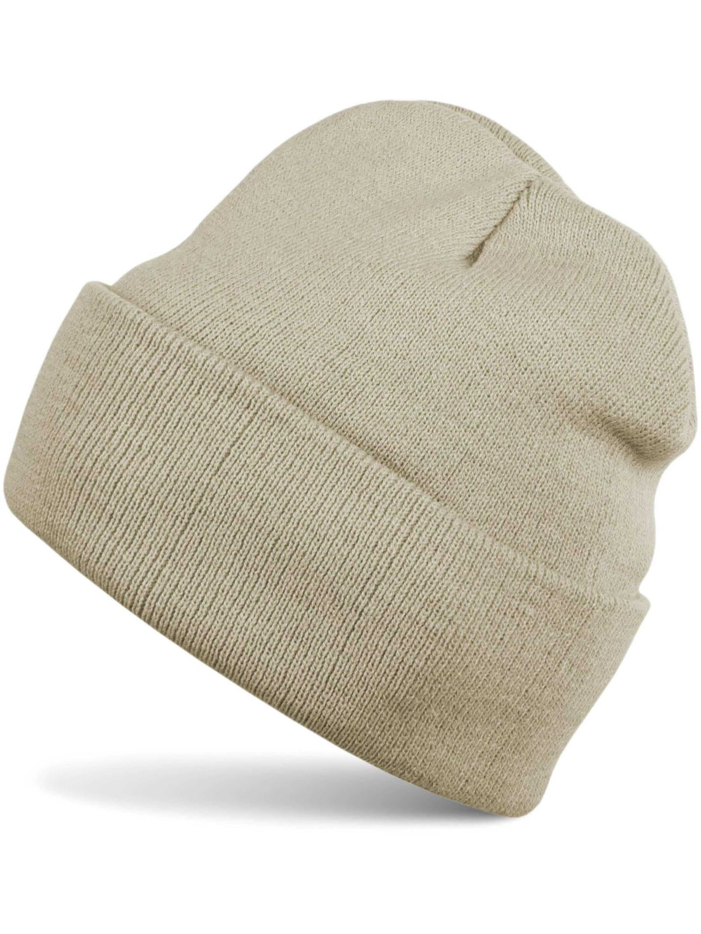 styleBREAKER Beanie 'Winter Strickmütze mit Krempe' in Beige: front