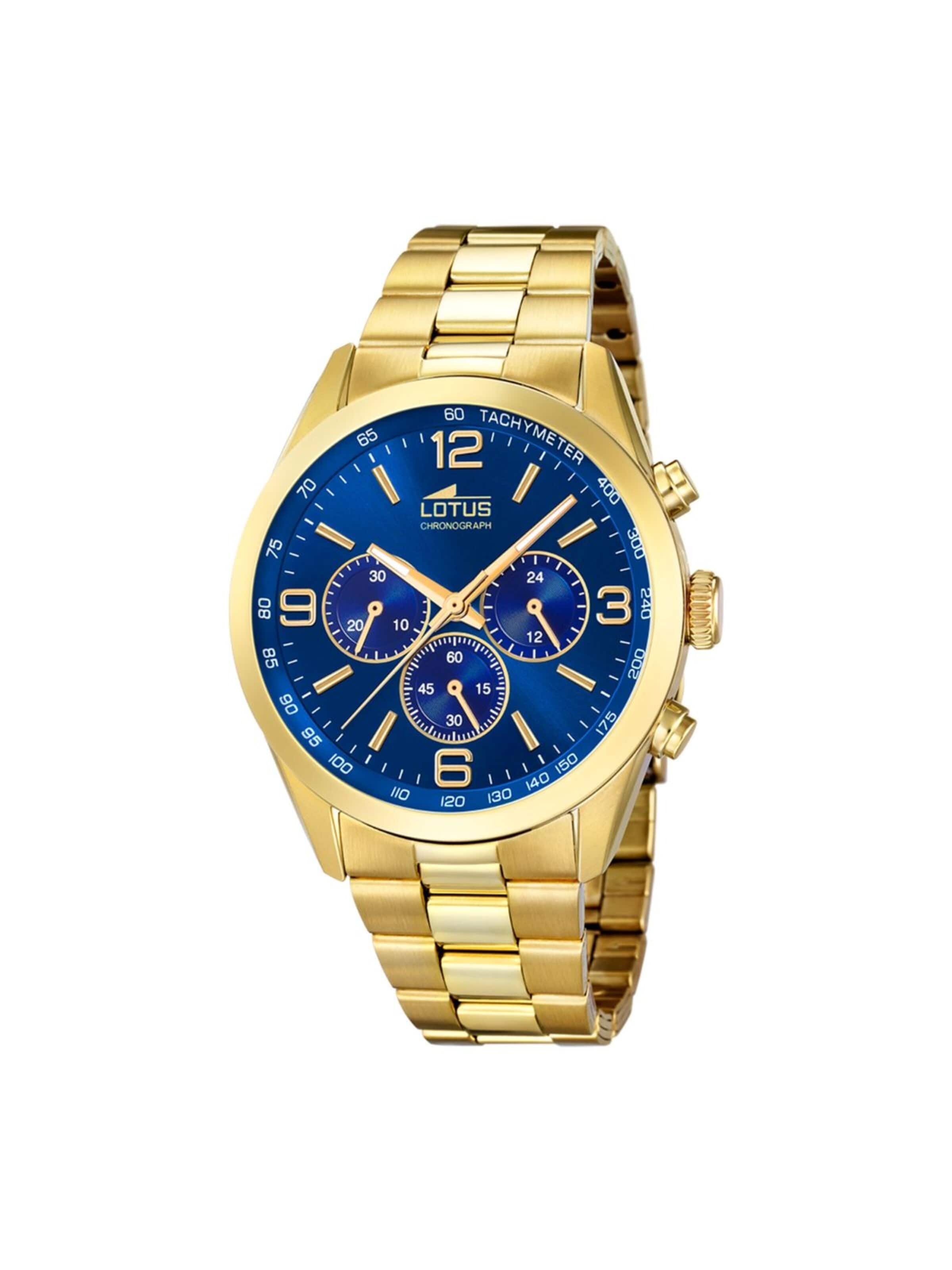 Lotus Analoog horloge in Blauw: voorkant