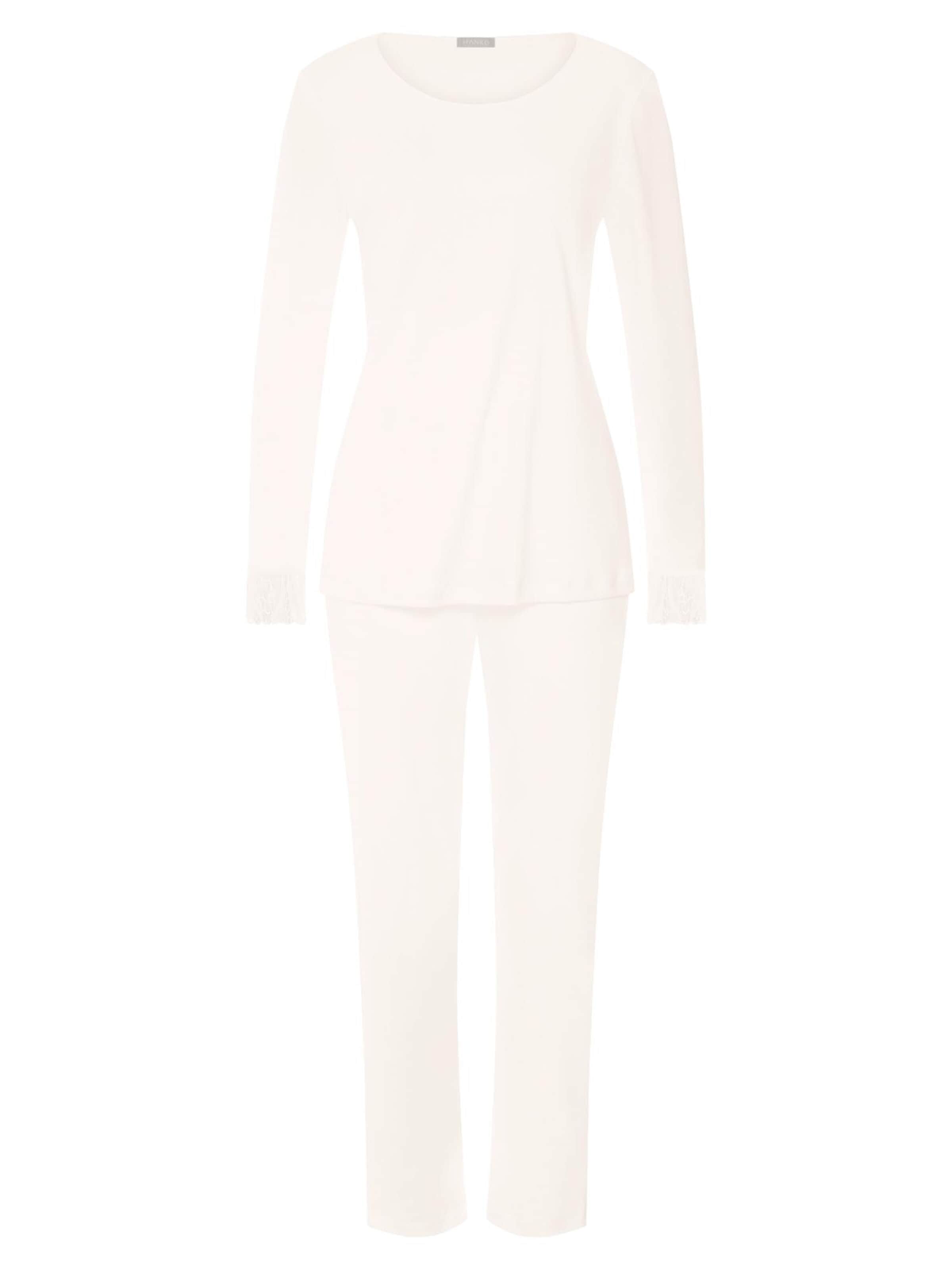 Hanro Pyjama 'Rosaria' in Wit: voorkant
