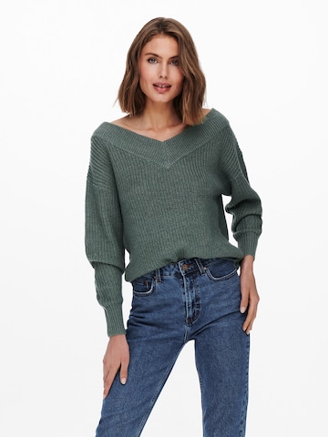 ONLY Пуловер 'Melton' в зелено: отпред
