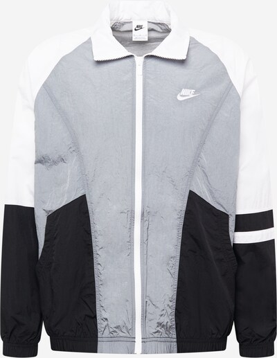 Nike Sportswear Jacke in grau / schwarz / weiß, Produktansicht