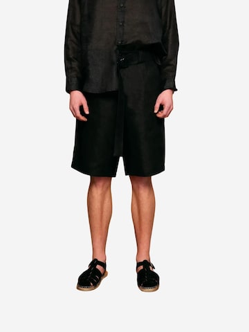 Giesto - Loosefit Calças com pregas em preto