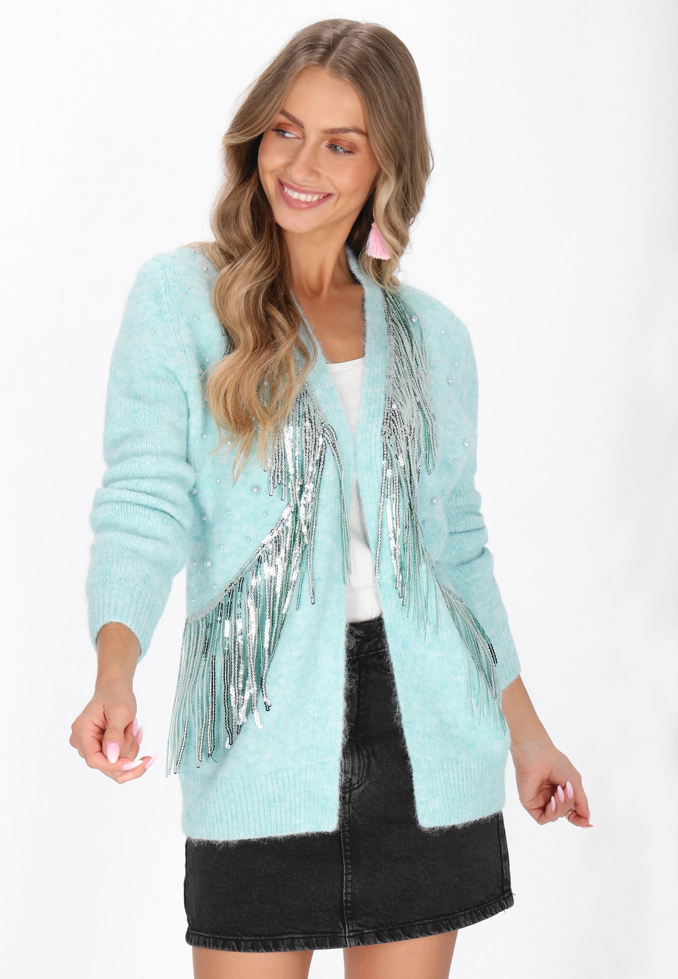 Cardigan IZIA en bleu : devant