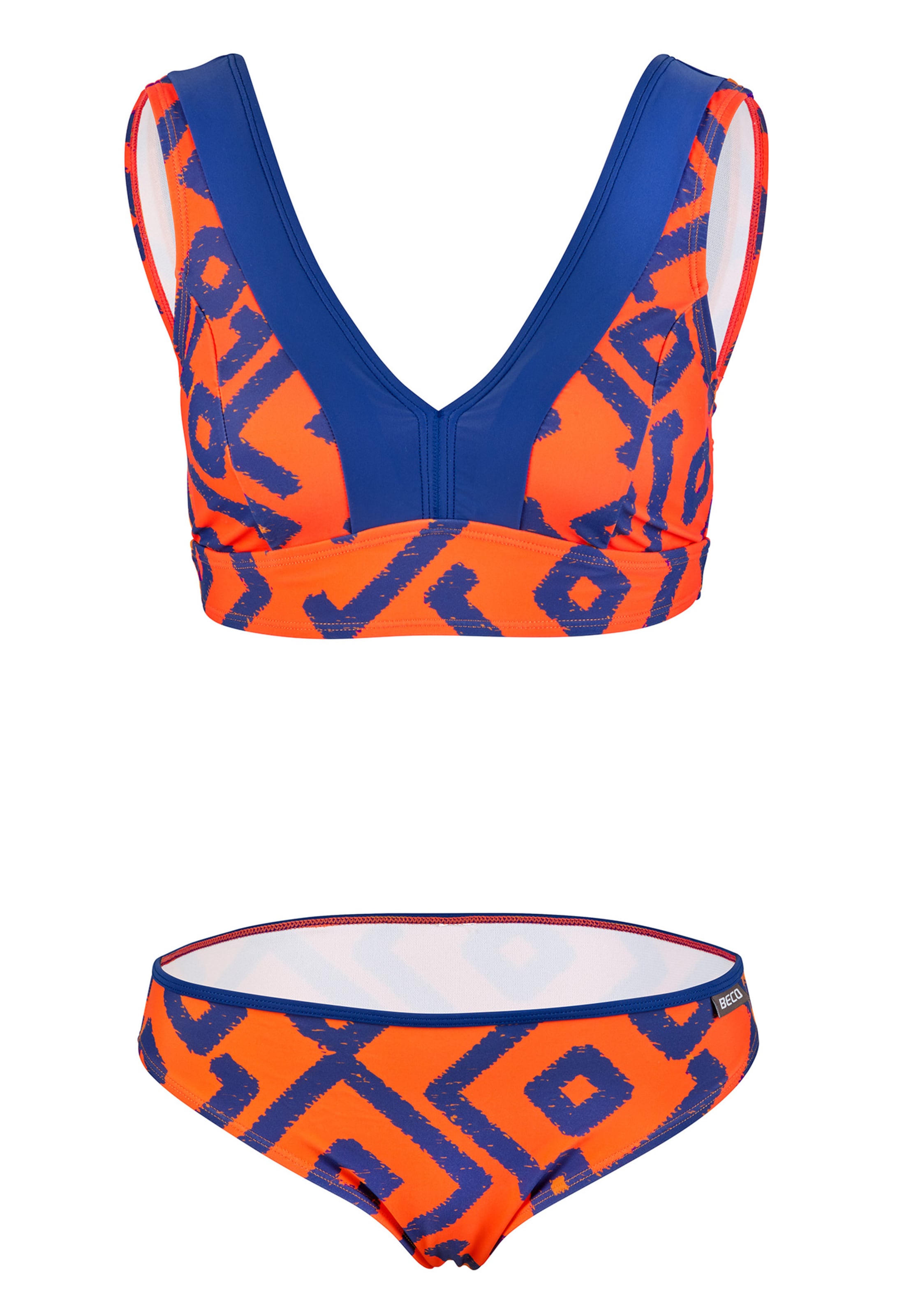 BECO the world of aquasports Bustier Bikini 'Inka Graphic' in Orange: Vorderseite
