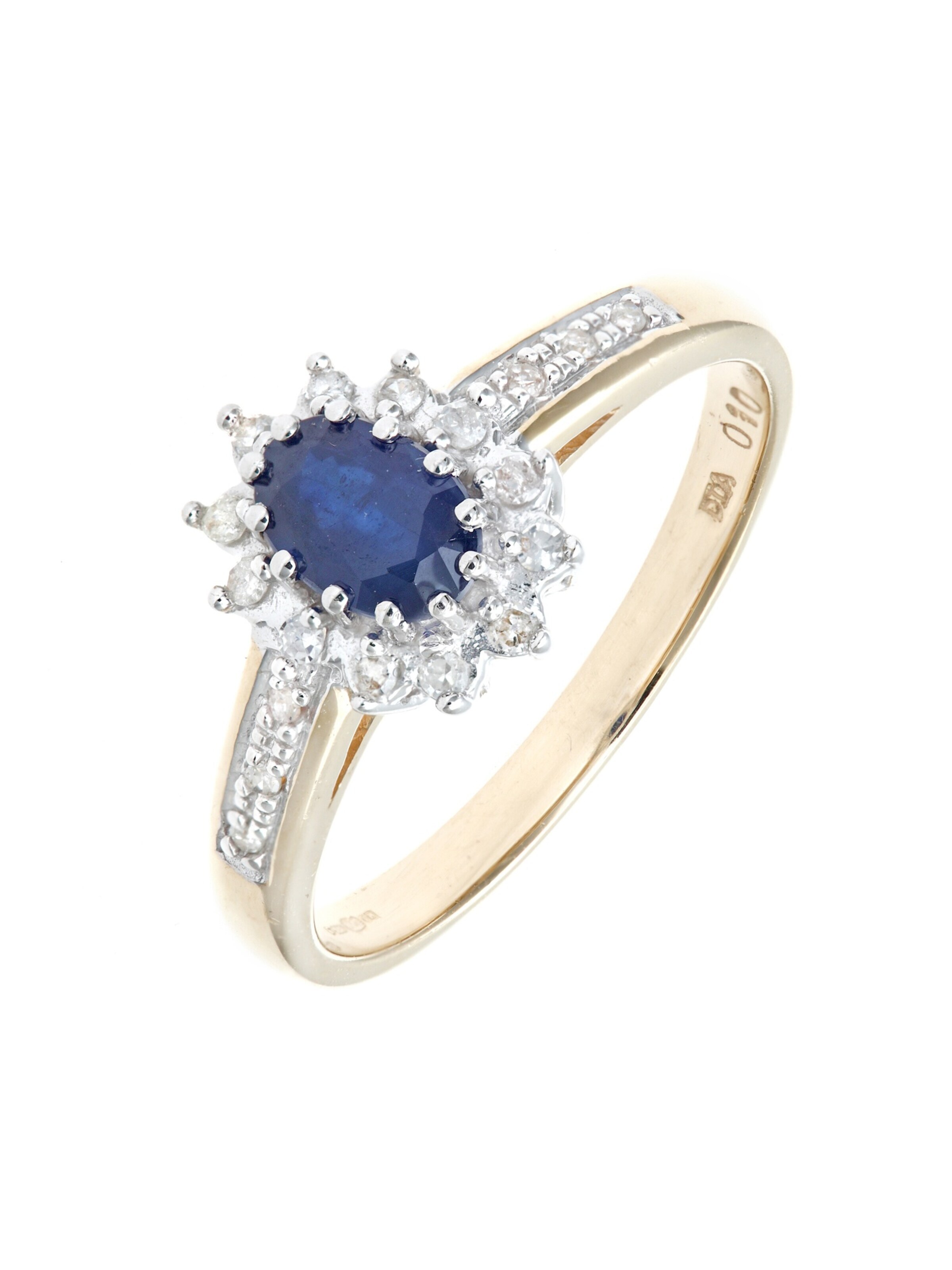 DIAMANT LETERNEL - Anillo 'Cluster-Ring aus 375 Gelbgold mit Diamant mit Saphir' en oro