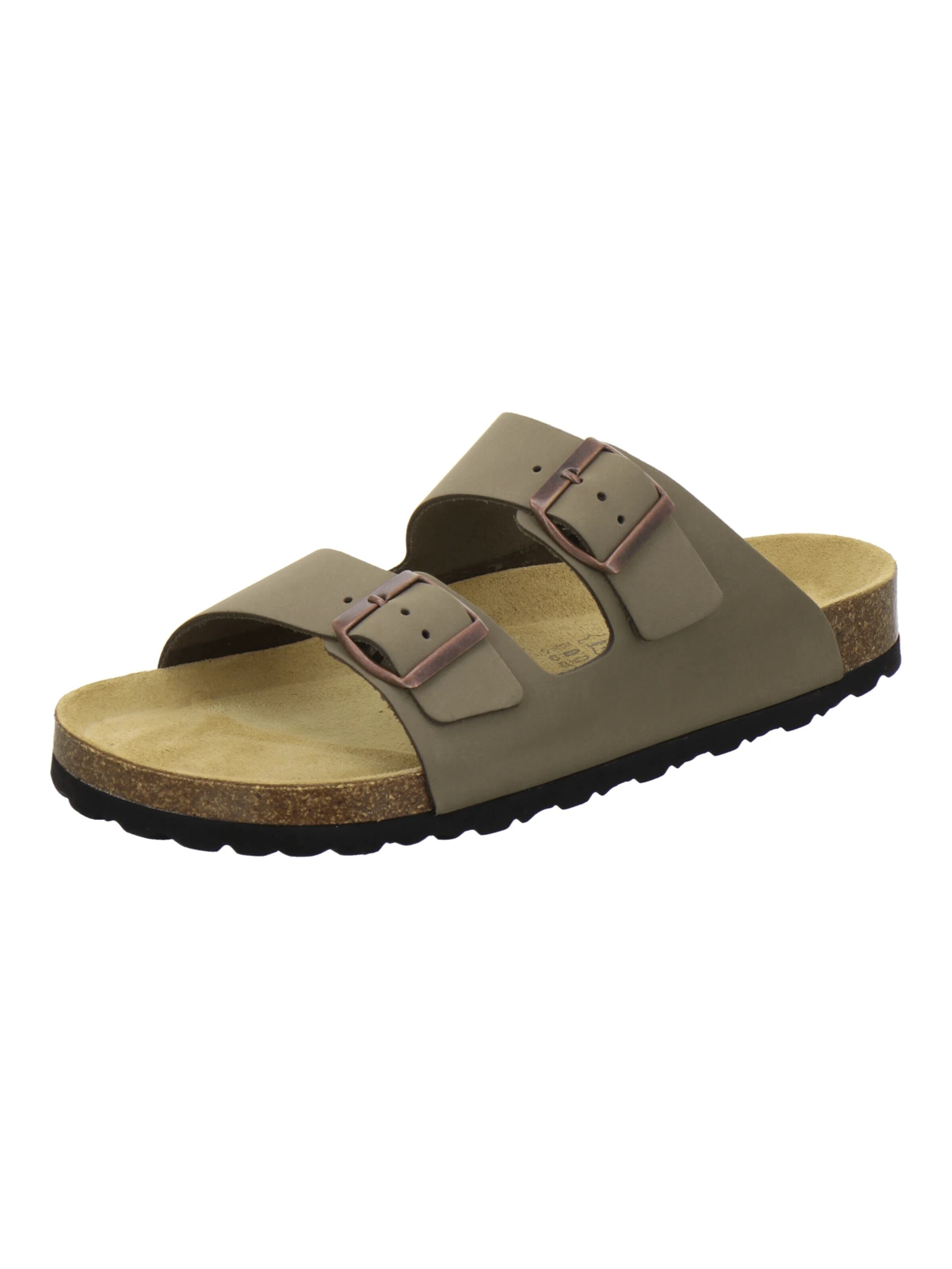 AFS-Schuhe - Zapatos abiertos 'Pantoletten Herren Zweischnaller khaki Nubukleder' en verde: frente