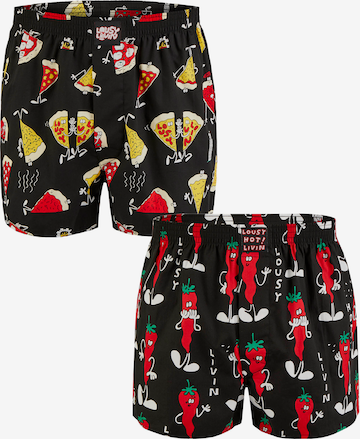 Lousy Livin Boxer shorts 'Pizza & Chilli' in Black: front