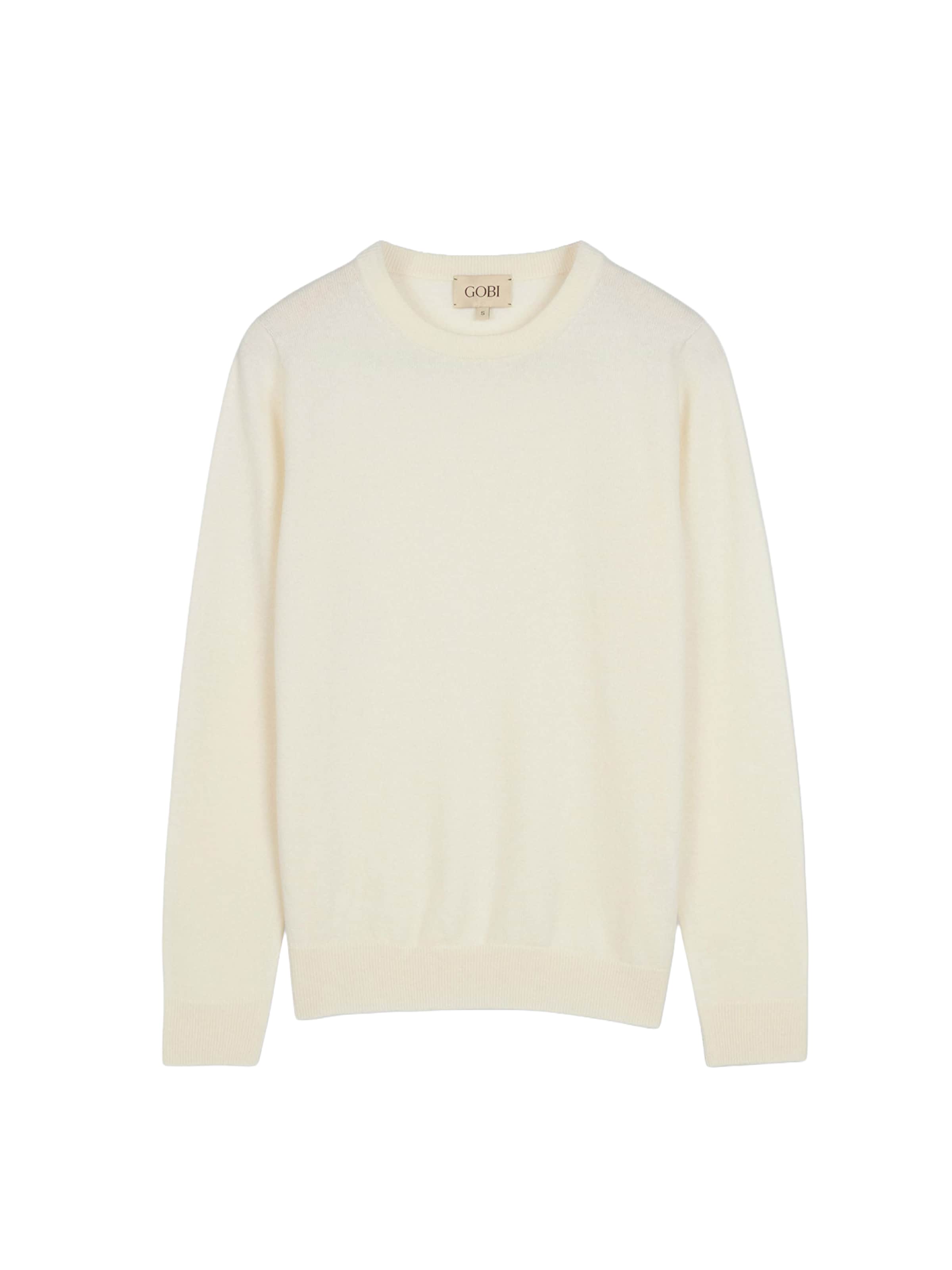 GOBI Cashmere Trui 'Women's Essential Cashmere Crewneck Sweater' in Wit: voorkant