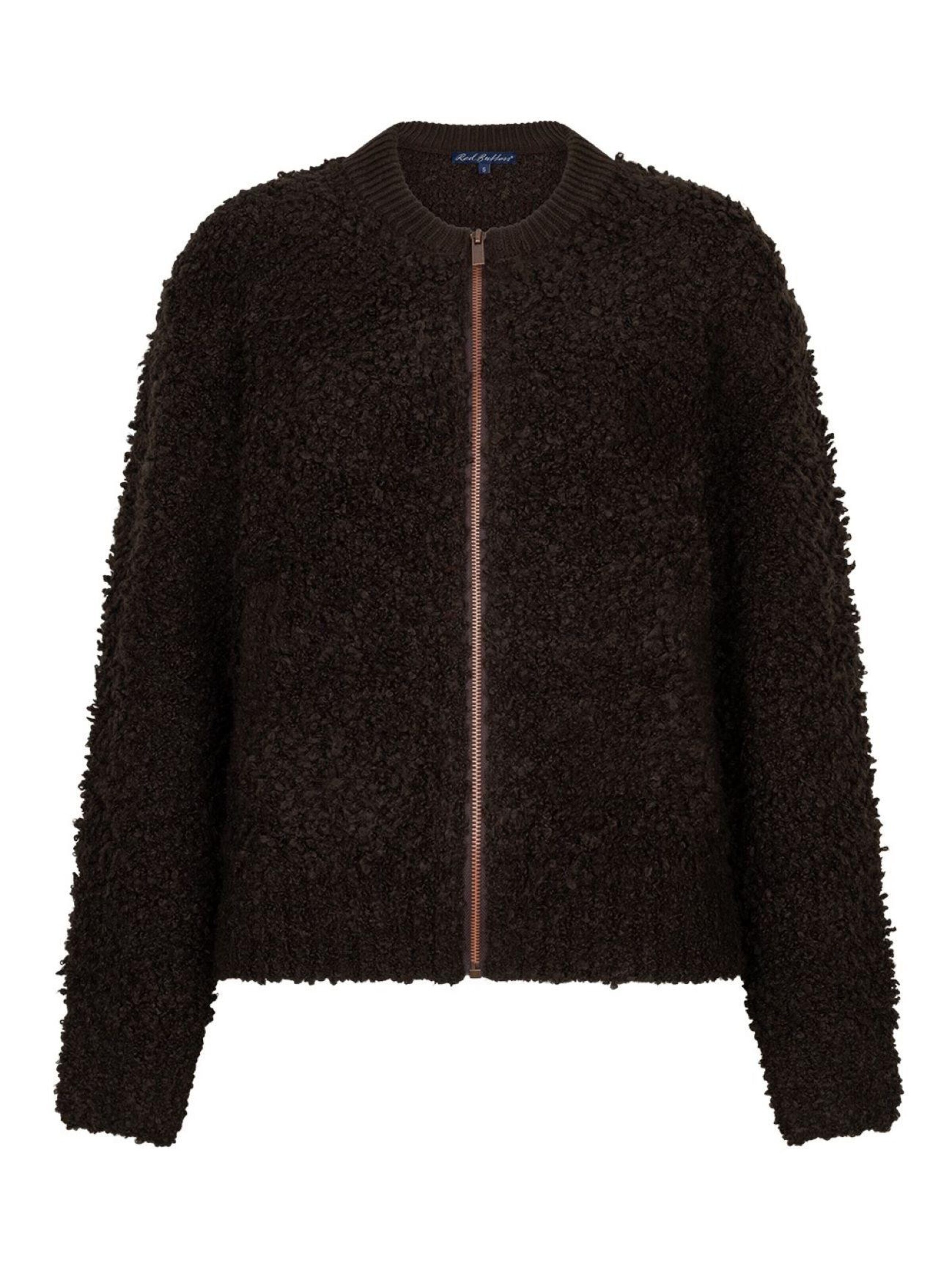 Red Button Knit cardigan 'RB Bomber knit boucle espresso' in Brown: front