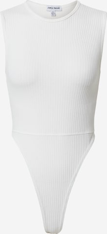Public Desire Shirt Bodysuit in White: front