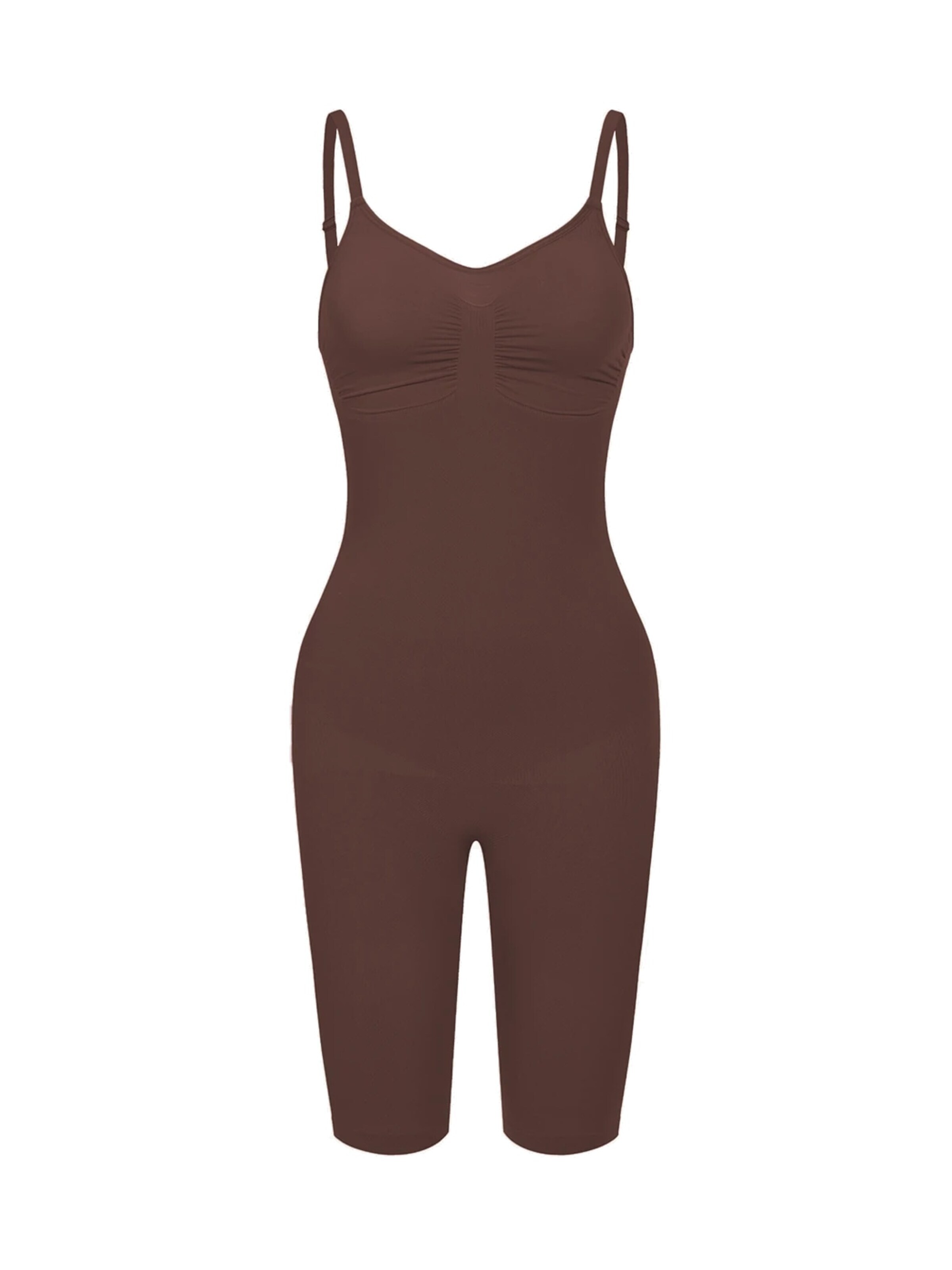 cfab (formerly creamy fabrics) Shapingbody 'Bodysuit Sculpting Shapewear mit Shorts' in Bruin: voorkant
