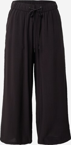 QS Široke hlačnice Hlače | črna barva: sprednja stran