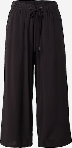 Wide leg Pantaloni de la QS pe negru: față