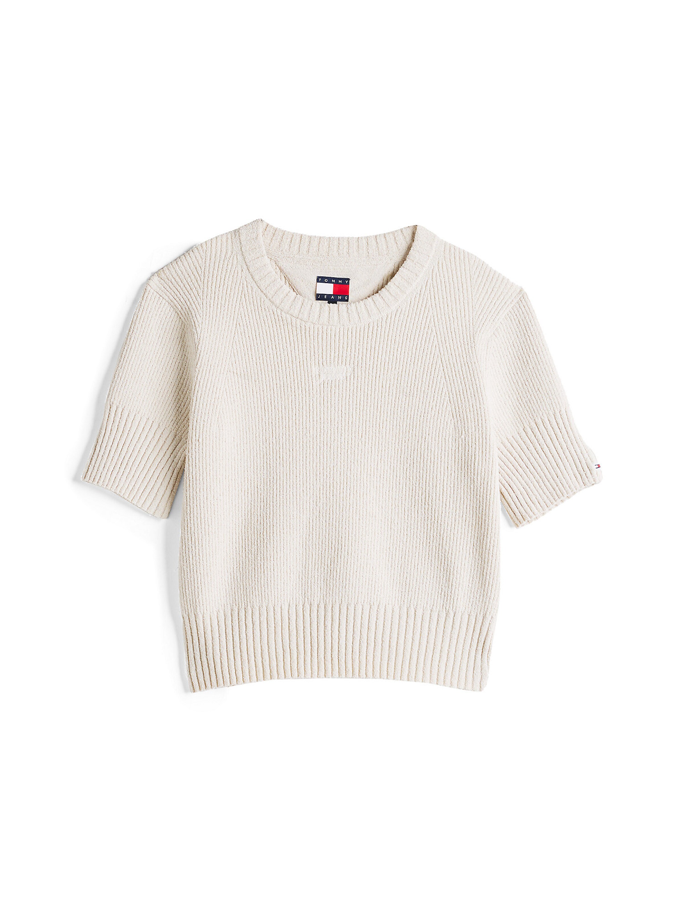 Pull-over Tommy Jeans en beige : devant