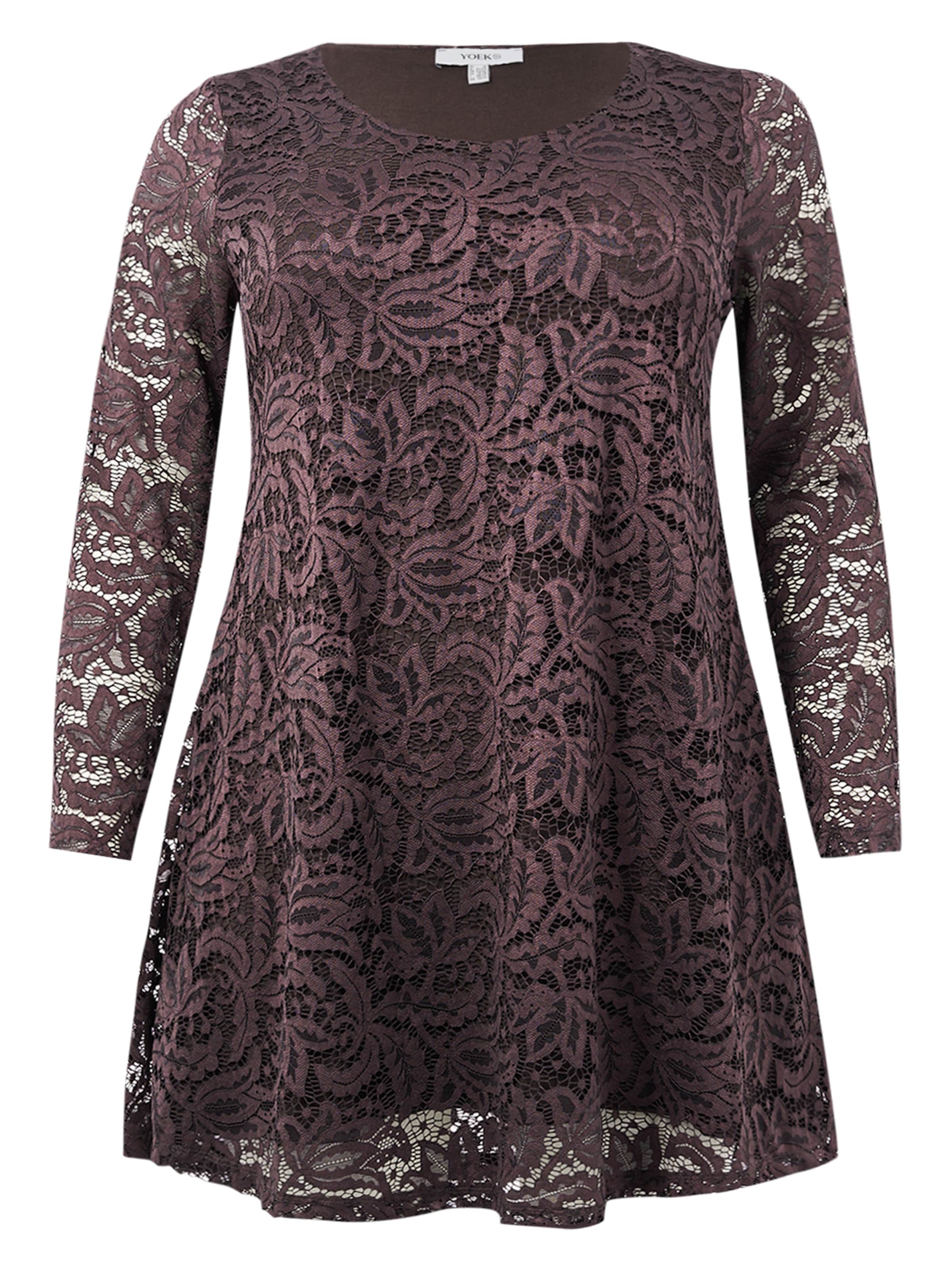 YOEK Tunic 'Lace' in Brown: front