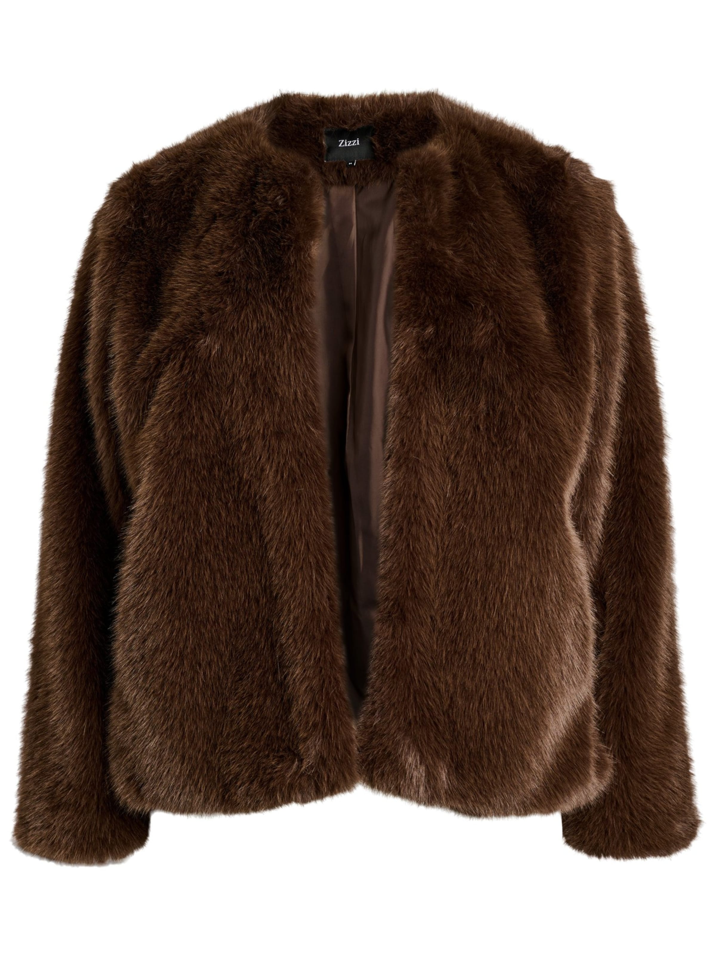 Zizzi Jacke 'MFurry' in Braun: Vorderseite