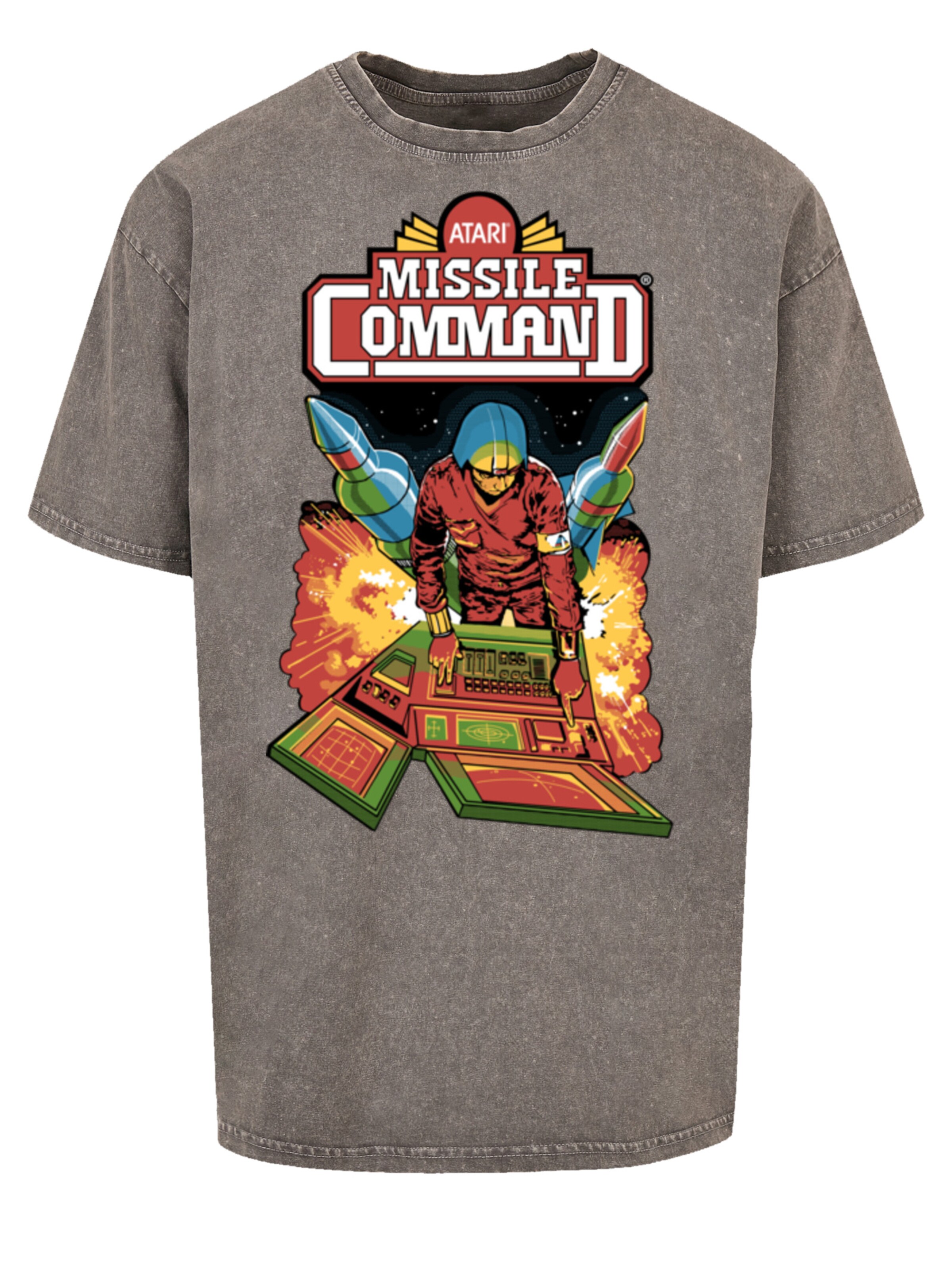 F4NT4STIC Shirt 'Arcade Game Atari Retro' in Grijs: voorkant