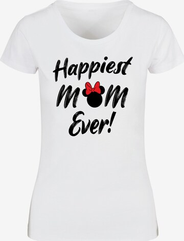 ABSOLUTE CULT Shirt 'Mother's Day - Minnie Happiest Mom Ever' in Wit: voorkant