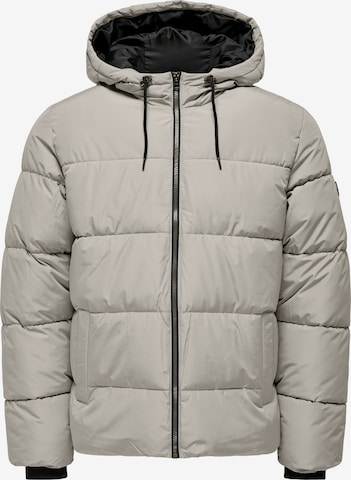 Only & Sons Winter Jacket in Beige: front