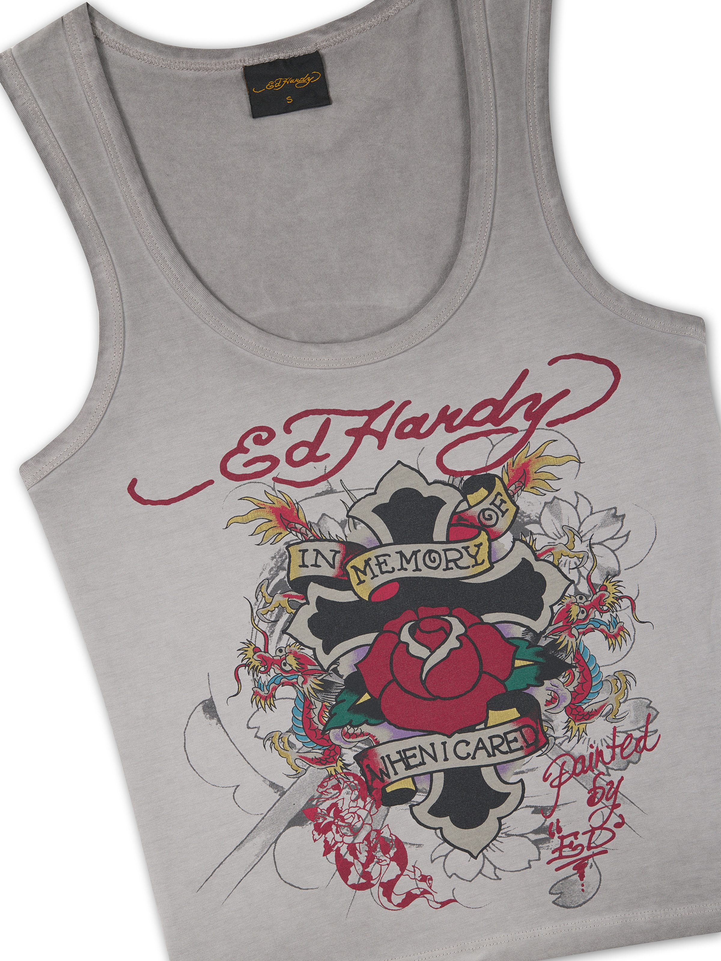 Top 'In Memory Of When I Cared' di Ed Hardy in grigio