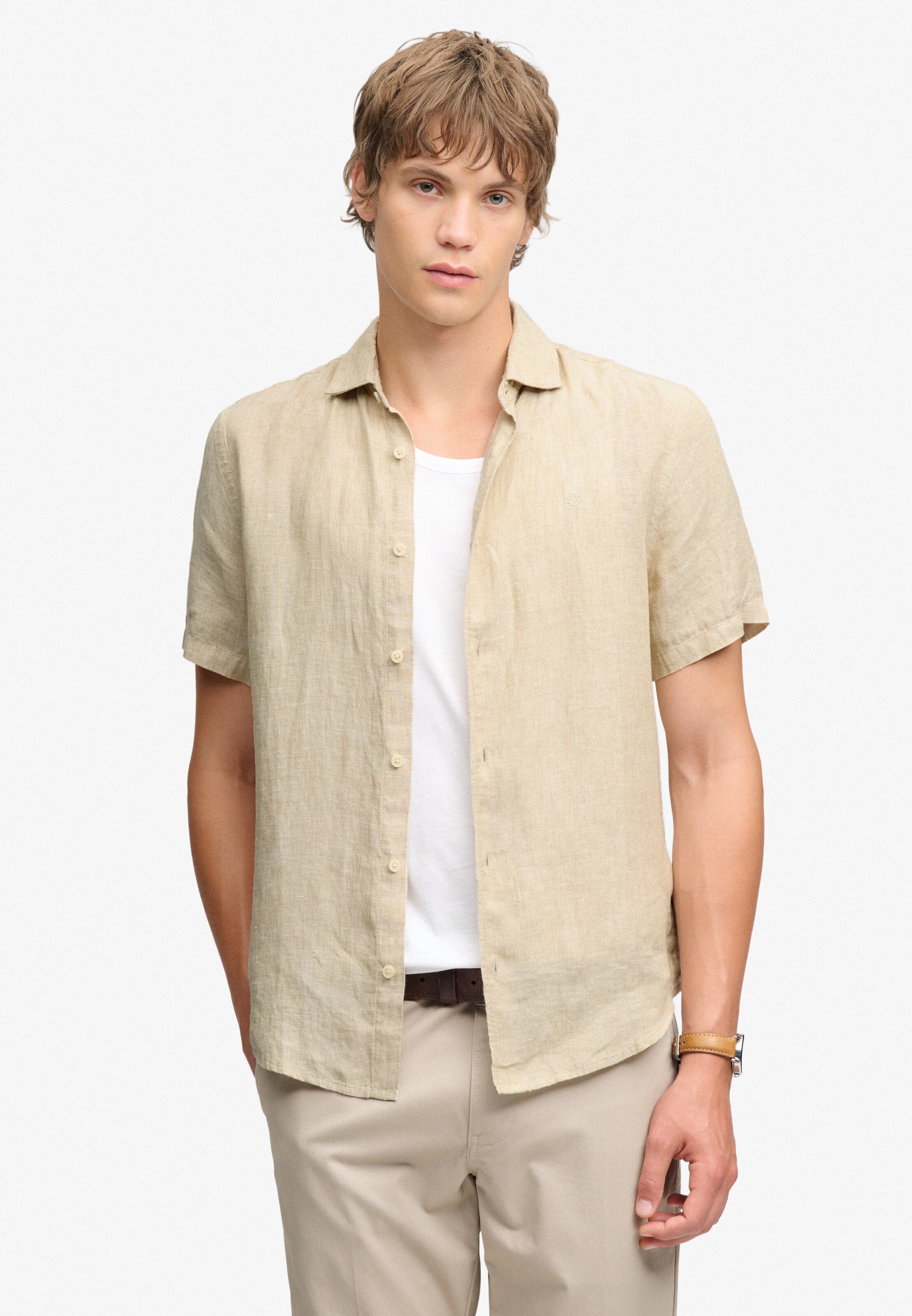 Superdry & Co Regular fit Button Up Shirt 'Riviera' in Brown: front