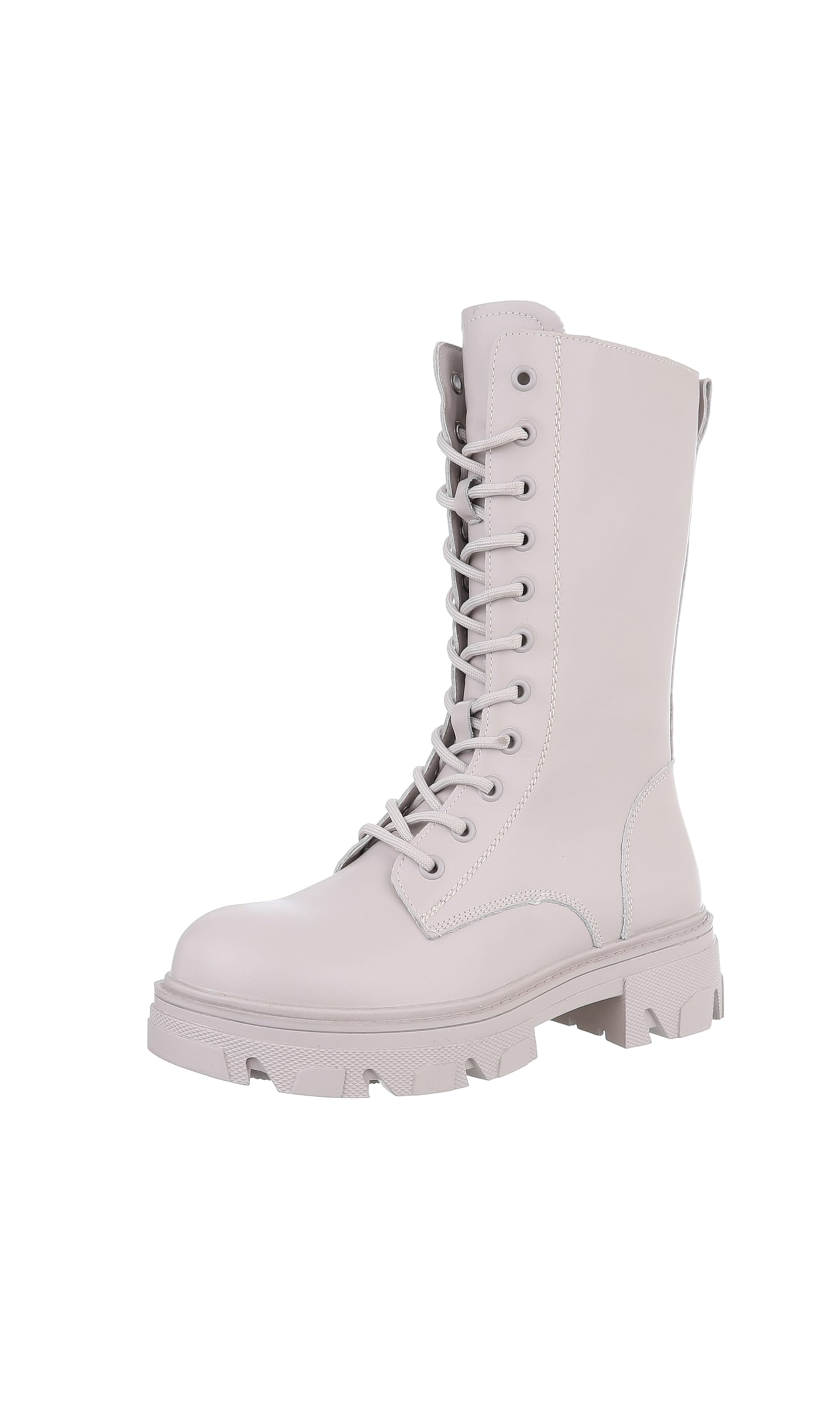 Ital-Design Lace-Up Ankle Boots in Beige: front