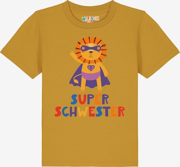 watabout.kids Shirt 'Löwe Superschwester' in Yellow: front