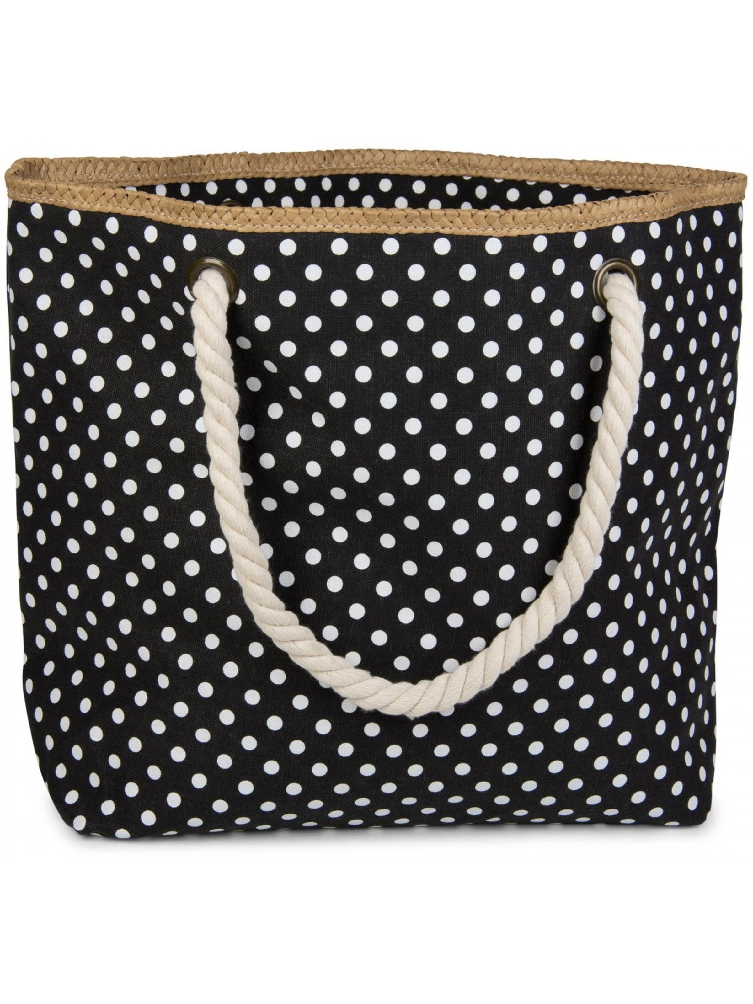 styleBREAKER Beach bag 'Strandtasche mit Punkte Muster' in Black: front