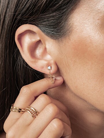 Hey Happiness - Pendientes 'Aquamarine Chain Loop Stud' en oro