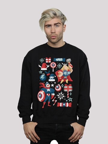 F4NT4STIC Sweatshirt 'Marvel Thor And Captain America Christmas Day' in Schwarz: Vorderseite