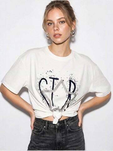 T-shirt Bianco Lucci en marron