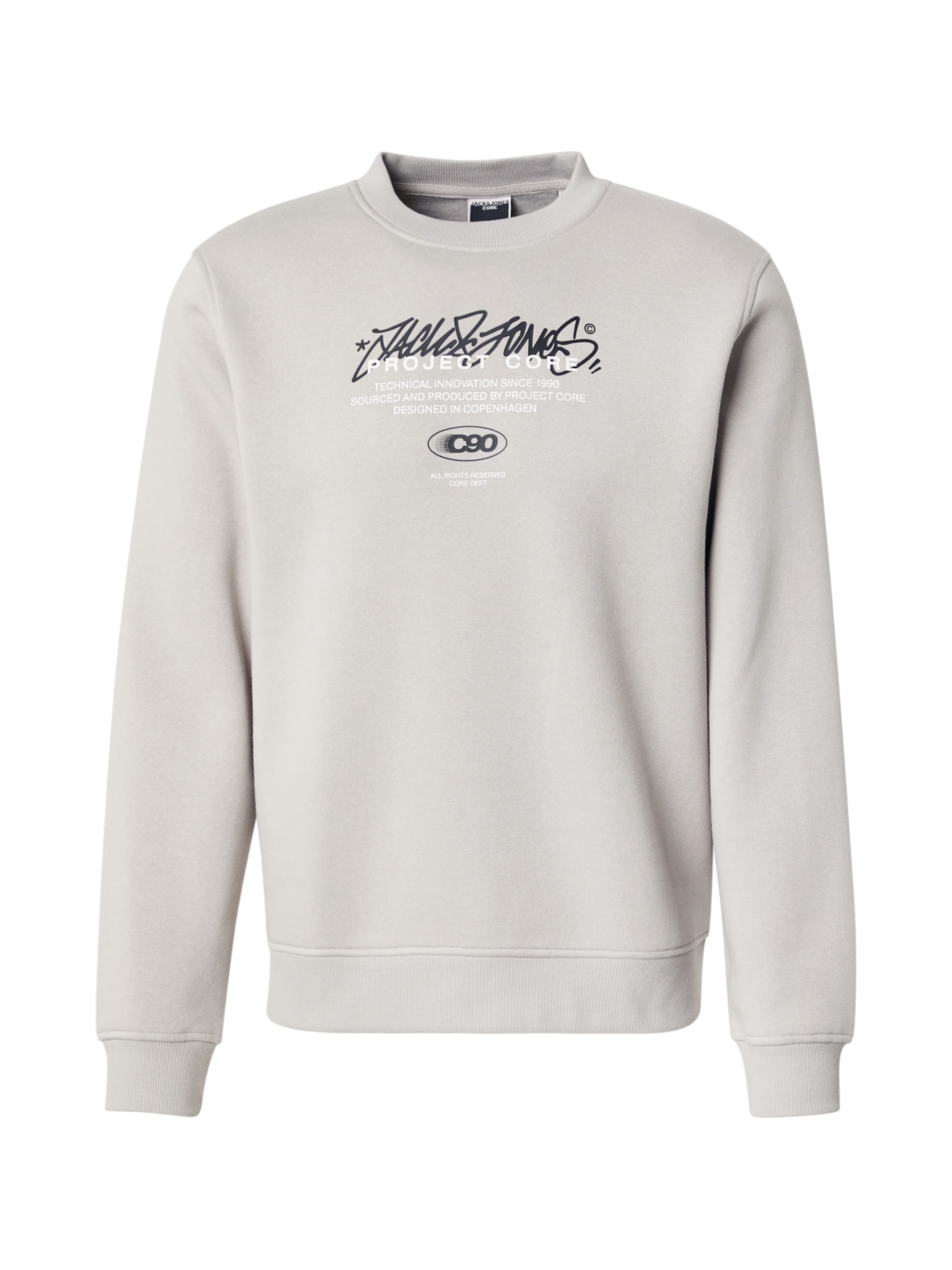 JACK & JONES Sweatshirt 'JCOSCRIPTURE' in Grey: front