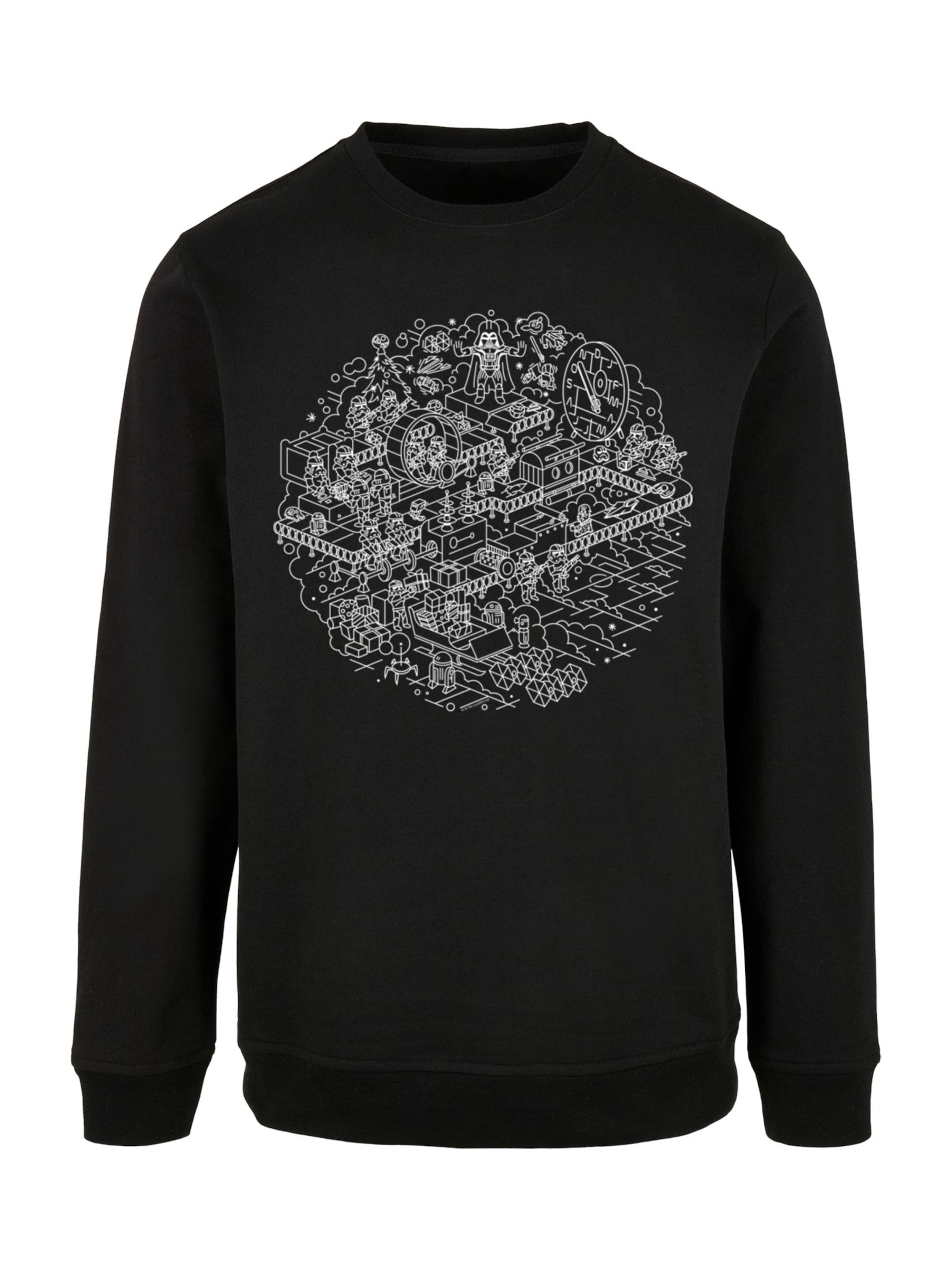 F4NT4STIC Sweatshirt 'Star Wars Christmas Death Star Todesstern' in Black: front
