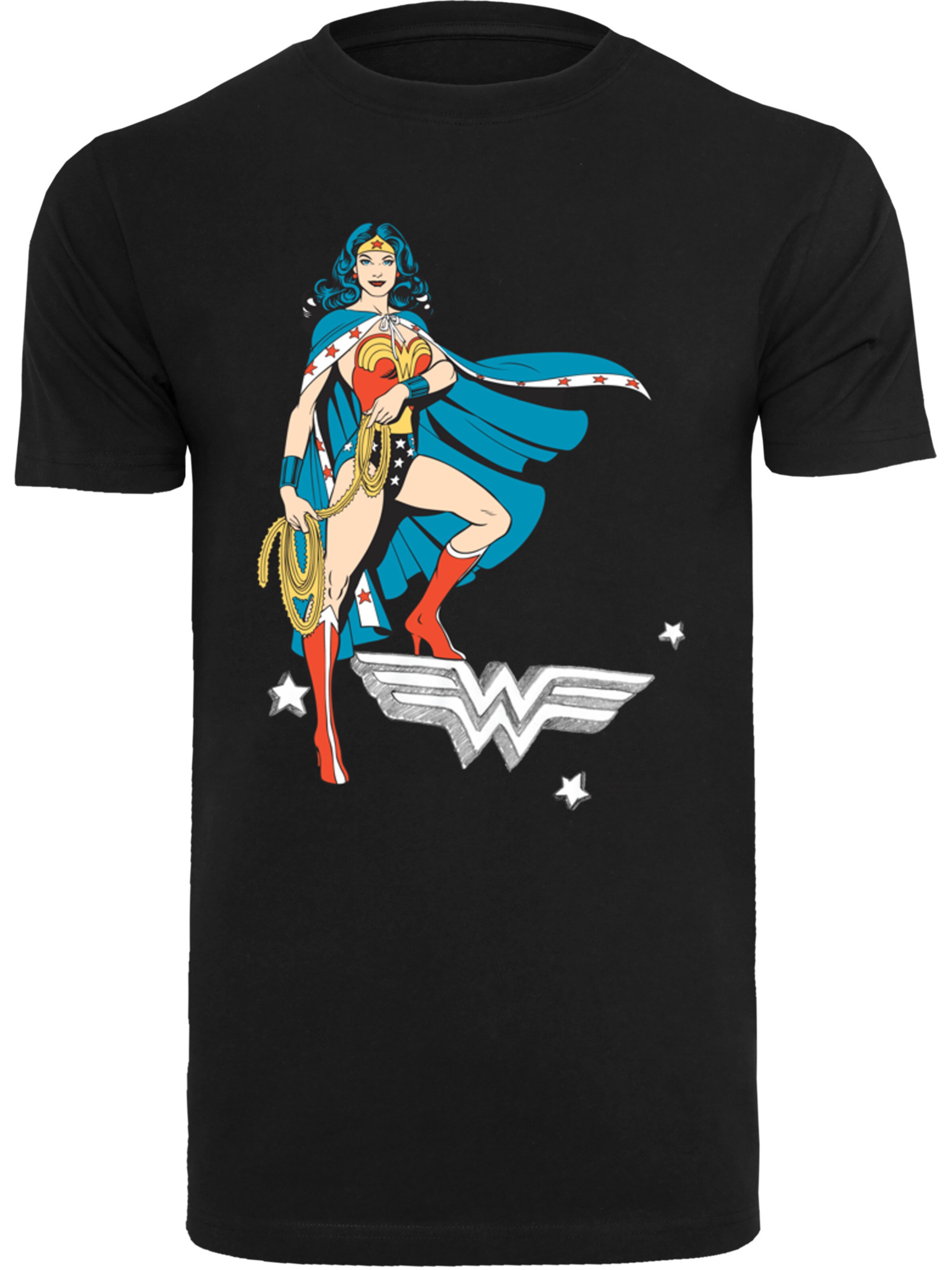 F4NT4STIC Shirt 'DC Comics Wonder Woman Standing' in Zwart: voorkant