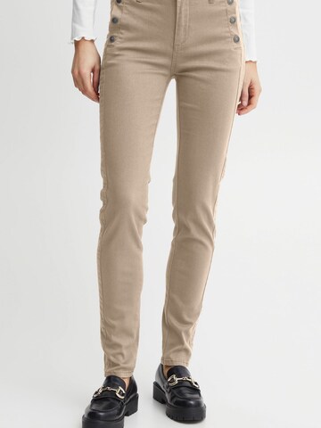 Fransa Slim fit Chino trousers 'LOMAX' in Beige: front
