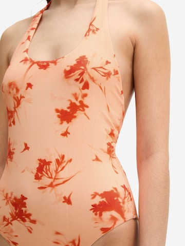 Marc O'Polo Bustier Badeanzug ' Firecracker Floral ' in Orange