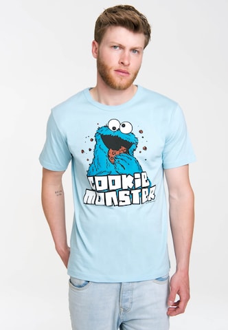 LOGOSHIRT T-Shirt 'Krümelmonster - Sesamstrasse' in Blau: Vorderseite