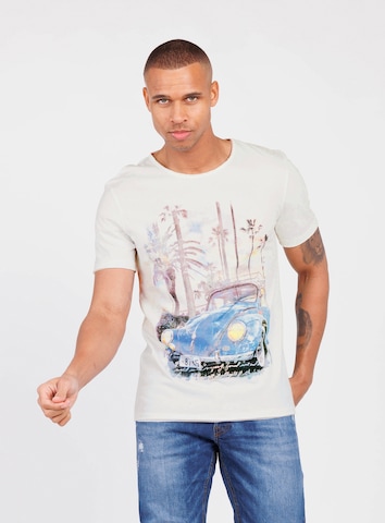 Key Largo T-shirt 'PALM BEACH' i vit: framsida