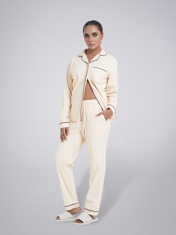 LEAFLETIC Pyjama 'Leafletic Women’s Nightwear Long set'‌‌‌‌‌‌‌‌ in Beige